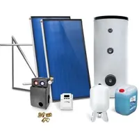 SUNEX Solar-Paket für Brauchwasser 2x AMP 2.0 Flachkollektor 4,02 qm 300 Liter Solar-Brauchwasserspeicher Flachdachmontage