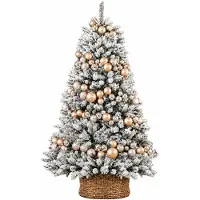 LAALU Künstlicher Weihnachtsbaum 180 cm – KÖNIGSCHAMPAGNE, geschmückt mit 240-teiligem Weihnachtsbaumschmuck, inkl. Ständer