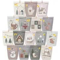 Sonstiges Adventskalender zum Befüllen, 24 Papier Adventstüten, Bunte Pastell-Mix, Kreativ-Bastelset mit Zahlenaufklebern und Holzklammern