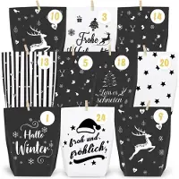 Sonstiges Adventskalender zum Befüllen, 24 DIY Papiertüten mit Zahlen Aufklebern, Weihnachtskalender Selbstbefüllen Set