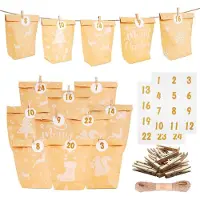 Sonstiges Adventskalender zum Befüllen 24 Sets DIY Papiertüten Weihnachtskalender mit Zahlen Aufklebern und Schnur