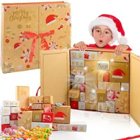 Sonstiges Adventskalender zum Selbstbefüllen, 24 Stück, bunte Party-Schachteln, DIY-Geschenkboxen, Karton, Weihnachtsmuster, 2026