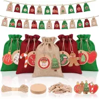 Sonstiges Adventskalender zum Befüllen 24 Stück 18 x 13 cm Jute mit Zubehör 2026