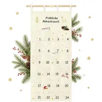 Sonstiges Adventskalender zum Befüllen aus Stoff 2026, 24 Taschen, 112x55cm, Goldprägung