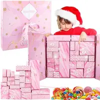 Sonstiges Adventskalender zum Selbstbefüllen, 24 Stück Party Schachteln, Geschenkbox, Bastelset, Hellrosa
