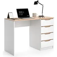 Vicco Schreibtisch Ruben Weiß/Artisan-Eiche 110 x 50 cm mit 4 Schubladen, Model 62898