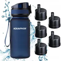 AQUAPHOR CITY Filterflasche 350 ml Marineblau + 5 Filterkartuschen