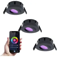 HOFTRONIC™ hoftronicsmart LED Einbaustrahler 8W 600lm IP65 RGBWW Schwarz 3er-Set