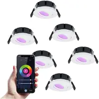 HOFTRONIC™ hoftronicsmart Einbaustrahler 8W 600lm RGBWW Weiß IP65 flach Wifi Bluetooth 6er Set