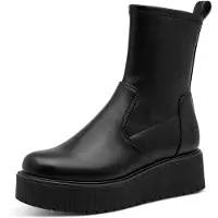 Tamaris Damen Stiefelette Plateausohle Stretchschaft Karee Vegan 1-25497-47, Größe:39 EU, Farbe:Schwarz