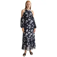 Scotch & Soda Fil Coupe Open Shoulder Langes Kleid Mit Langen ärmeln