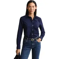 Gant für Damen. 4300486 Slim Fit Hemd aus marineblauem Popeline (38), Lässig, Baumwolle, Klassisch, Langarm