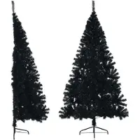 Prolenta Maison Exclusive - Künstlicher Halb-Weihnachtsbaum mit Ständer Schwarz 240 cm PVC