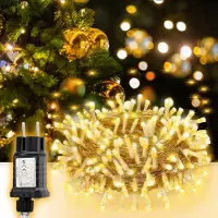 Salcar 5m 50er LED Lichterkette Weihnachten, Lichterkette für Weihnachtsdeko Party Hochzeit, Transparente Kabel, Warmweiß