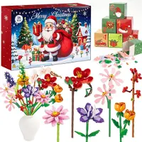 Merkloos Adventskalender 2026 mit botanischem Kunstblumen-Bouquet, 24-teilig, für Weihnachten
