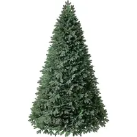Dehner Künstlicher Weihnachtsbaum Tanne Alva, mit LED Beleuchtung warmweiß, Höhe ca. 240 cm, Metall/Kunststoff, grün