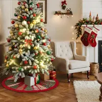 RPSTrading Samt Weihnachtsbaumdecke 120cm, Rot, fš¹r Weihnachtsbaum im Wohnzimmer und RP-FEsttagsdeko
