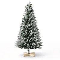 XMTECH Künstlicher Weihnachtsbaum 180 cm Flockiert PE PVC Schneeoptik Holzständer