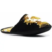 Versace Hausschuhe Medusa Renaissance Print Slippers, Größe:S, Farbe:black/ white