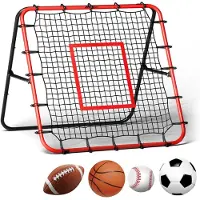 Merkloos Fußball Rebounder Netz, 39,4 x 39,3 Zoll, verstellbarer Winkel, für Training