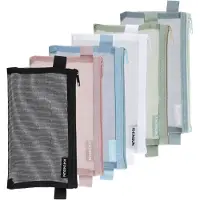 Merkloos Kleine transparente Etui-Set, 6-teilig, Nylon Mesh, mit Reißverschluss, für die Organisation