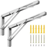 Famanu Klappkonsole aus Edelstahl 400 mm, 2 Stück, platzsparend für Werkbank, Tragkraft 150 kg