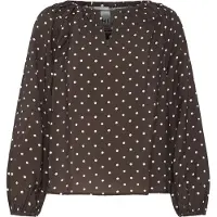 Ichi Langarmbluse "Damen Bluse langarm IHFORANA", Damen, Gr. 34, braun (coffee bean, birch dot), Obermaterial: 88% Viskose CV. 12% Polyester PES., Blusen Langarmbluse
