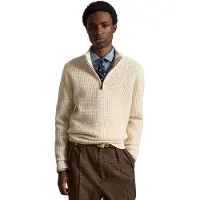 Ralph Lauren für Herren. 710B26770005 Pullover aus Woll-Baumwoll-Mischung in cremeweißem Waffelstrick (L), Lässig, Wolle