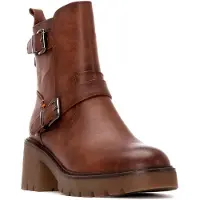 Refresh für Damen. 17297302-CAMEL Stiefelette 172973 braun (35), 3 bis 5 cm, Reißverschluss, Lässig