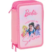 Safta Dreifaches Federmäppchen Rosa 12,5 x 19,5 x 5,5 cm 37 Stücke