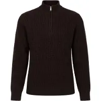 Brave Soul Herren - Gotham Gerippter 1/4 Reißverschluss Pullover - Bitter Chocolate