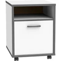 Forte Rollcontainer "Keflav", weiß (weiß, uni wolfram grau), B:49,8cm H:64,6cm T:52,2cm, Holzwerkstoff, Rollwagen, Rollcontainer, Breite 49,8 cm