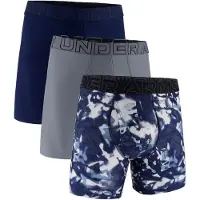 Under Armour Herren Boxershorts, 3er Pack - Performance Tech Boxer Briefs - Novelty 6 in, Camouflage, Stretch Grau/Schwarz / 2XL