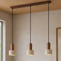 LUCANDE Hängelampe Carlotta , dimmbar, creme / amber, für Wohn- / Esszimmer, Beton, Modern, Pendelleuchte