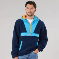 Lagooners Herren Hugo Borg 1/4 Reißverschluss Kapuzen Fleece Blau / Marine / Orange