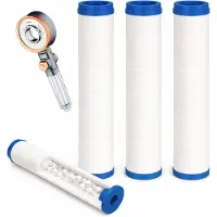 Merkloos Duschefilter Set, Hochdruck, 3 Stück, mit PP-Katoenfilter und Calciumsulfietkugeln, für die Dusche