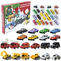Gistuch Weihnachts-Adventskalender, 24 Tage, Countdown, Spielzeug, Autos, Fahrzeuge, zum Zurückziehen, für Kinder, Partygeschenke, Geschenk