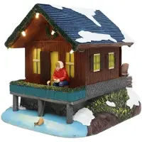 Santaville Chalet mit Fischer mit LED Polyresin 20 cm (multi)