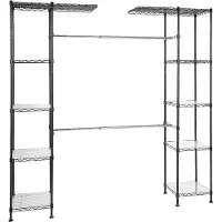 Amazon Basics Erweiterbarer Metall-Kleiderschrank-Organizer mit Regalen, Schwarz