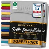 EXKLUSIV HEIMTEXTIL Doppelpack Frottee Spannbettlaken Premium Silber 200 x 220 cm