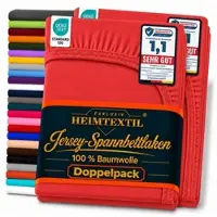 EXKLUSIV HEIMTEXTIL Doppelpack Marke Jersey Spannbettlaken 90 - 100 x 200 cm Rot