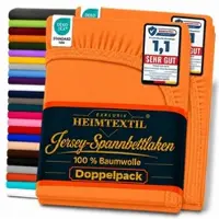 EXKLUSIV HEIMTEXTIL Doppelpack Jersey Spannbettlaken 90 - 100 x 200 cm Terrakotta