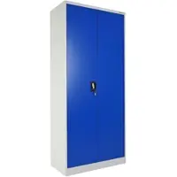 Proregal Flügeltürenschrank ELEPHANT komplett montiert, 2 Türen, abschließbar, 180x80x40cm 4 Ebenen Blau/Lichtgrau Aktenschrank Metallschrank Werkstattschrank