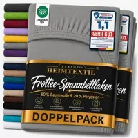 EXKLUSIV HEIMTEXTIL Doppelpack Marke Frottee Spannbettlaken Grau 200 x 220 cm