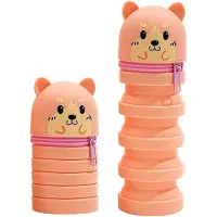 Markenlos DGTSYAL Silikon Federmäppchen Hund stehend – Süßes Mäppchen für Mädchen & Jungen, Kawaii Stiftehalter zum Hinstellen als Stifteetui für Schule & Büro, Pastellgelb