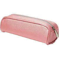 Markenlos Federmäppchen in trapezförmiger Ausführung mit Kunstlederperlen in Metallic-Optik – waschbar mit einem feuchten Tuch – gefüttert mit Polyester – erhältliche Farben: Blau oder Rosa