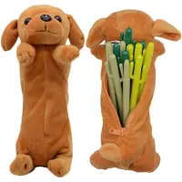 Merkloos Federmäppchen 3D Hundform, Weiches Plüsch, Für Schule, Platz für Schreibutensilien
