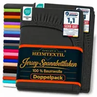 EXKLUSIV HEIMTEXTIL Doppelpack Marke Jersey Spannbettlaken 180 - 200 x 200 cm Schwarz
