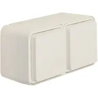 Hager WNC162B Steckd. SCHUKO AP 2f. waager. m. Klappd. erh. BS, 2 Leitungseinf.,W.1 IP55,weiß