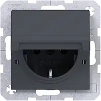 Hager WAS1112AT Steckdose SCHUKO Klappdeckel, Feder, arret., IP44 fähig, St.kl, A/C, anthr mt la